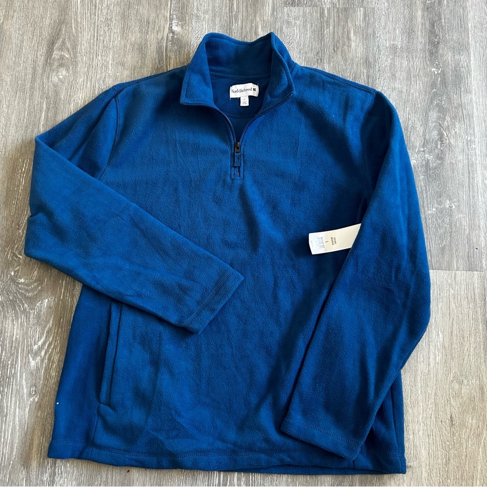 Saddlebred Blue Quarter Zip Fleece w/ Pockets Men’s Size Large NWT
